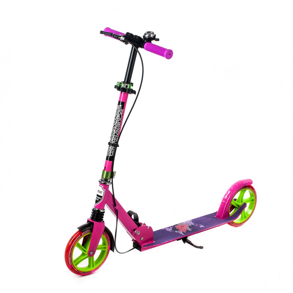 

Самокат двухколесный Amigo Explore Prime NEW Scooter розовый , светящиеся колеса, ручной тормоз, амортизатор, звонок 2021