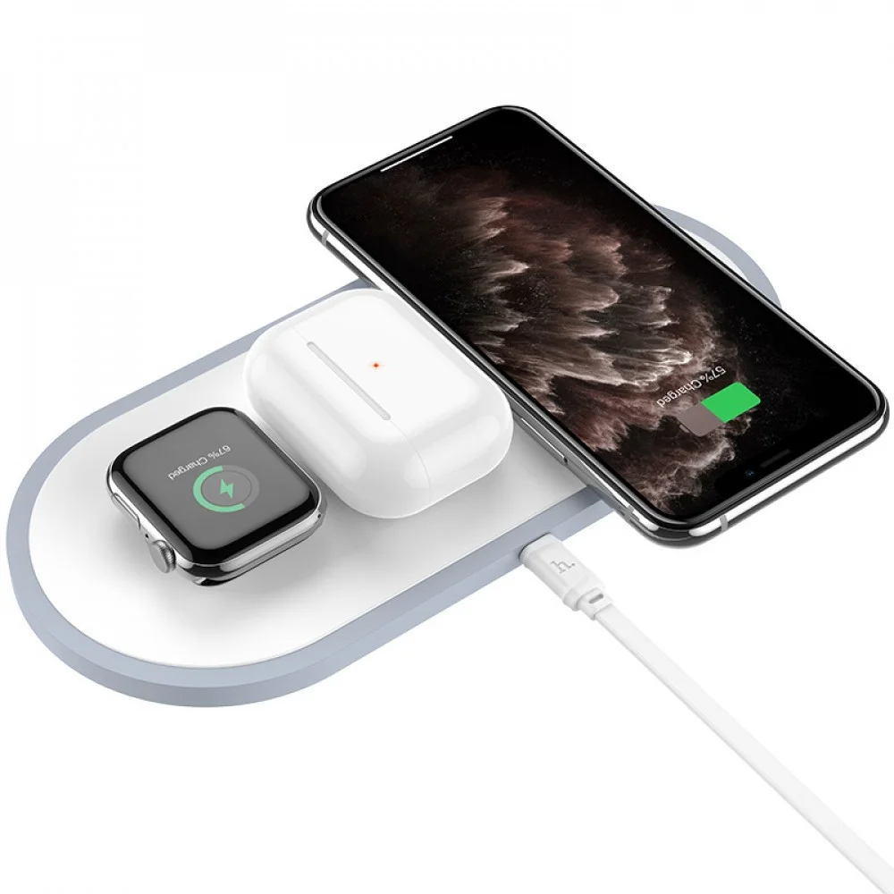 

Беспроводное зарядное устройство Hoco CW24 3в1, быстрая зарядка Apple Watch, AirPods White (6323) gl33