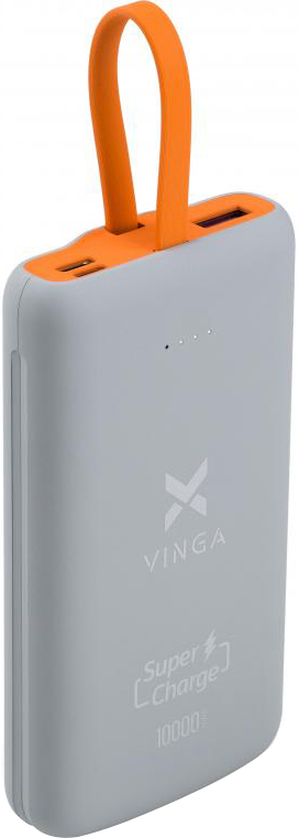 

УМБ Vinga SuperQC Soft Touch w/cable 10000 mAh Dark Grey