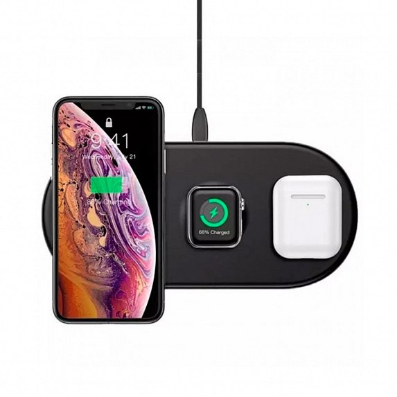 

Беспроводное зарядное устройство Baseus Smart 3-in-1 для Apple iPhone/Watch/AirPods Black (WX3IN1-C01) (6521) gl78