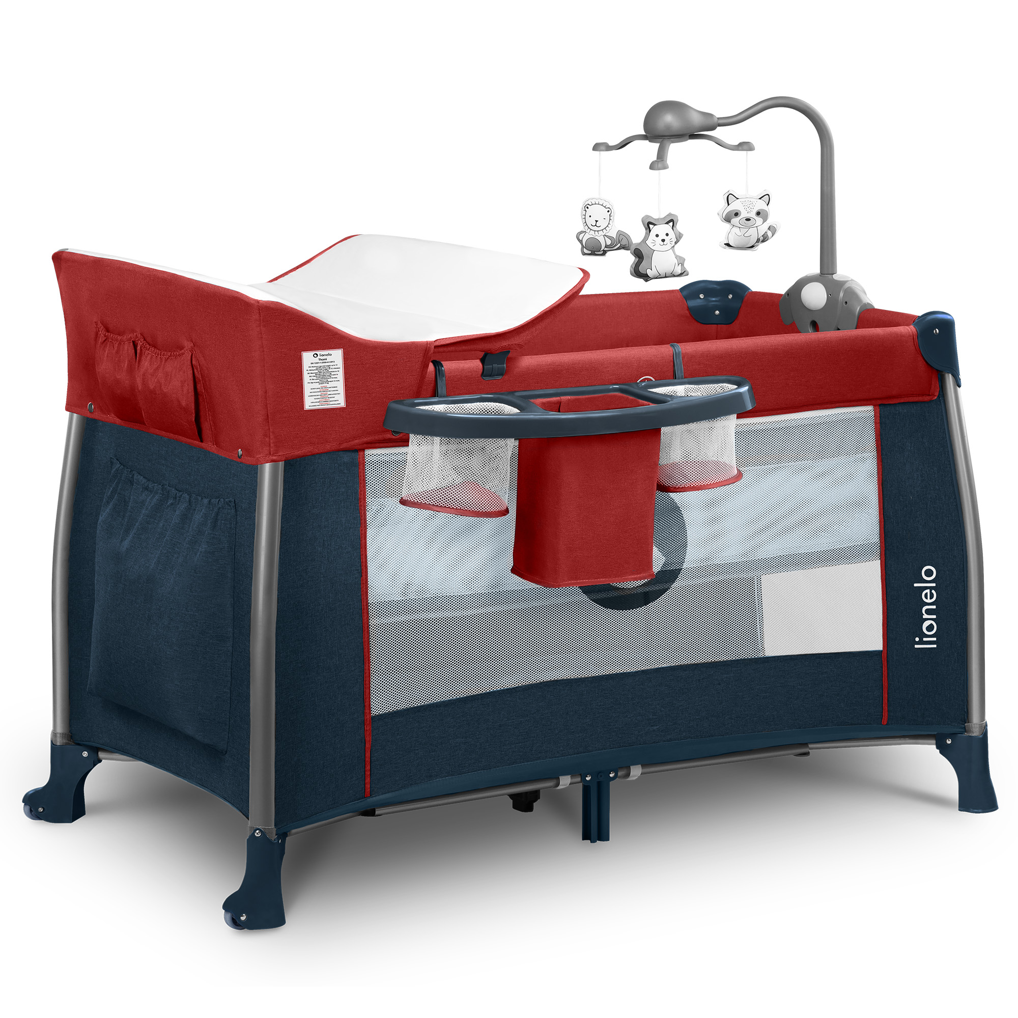 

Манеж-кроватка Burgundy Thomi Red Blue Lionelo LZ84305