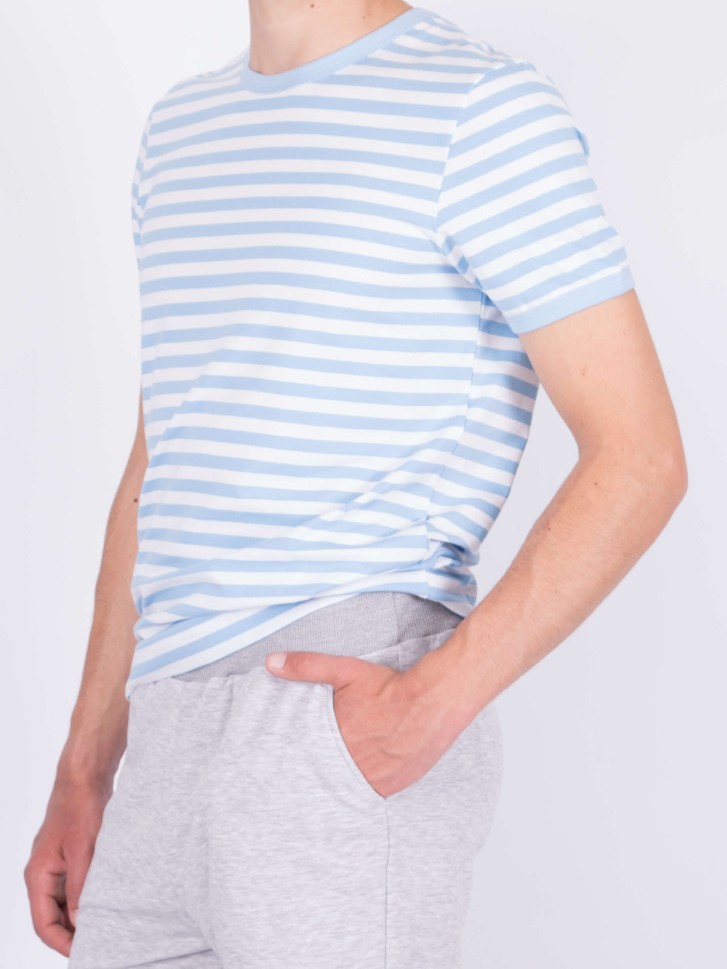 

Футболка мужская Fromus тельняшка S(46) Полоска бело-голубая 1040-45