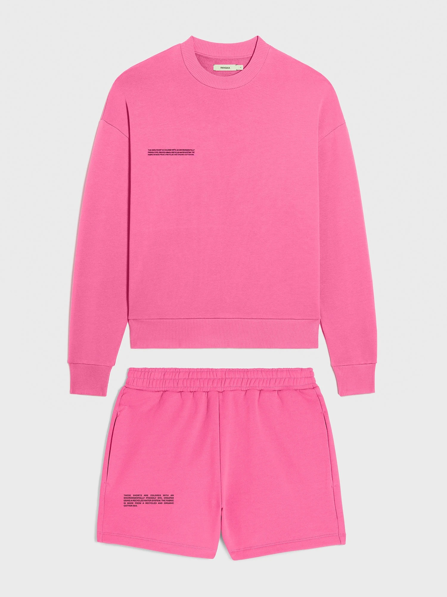

Облегченный женский oversized костюм (свитшот и шорты) из органического хлопка The Pangaia Lightweight Organic Cotton Suit Flamingo Pink ярко-розовый S