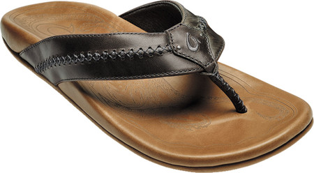 

Мужские вьетнамки, сланцы OluKai Mea Ola Flip Flop Charcoal/Fox Full Grain Leather 45