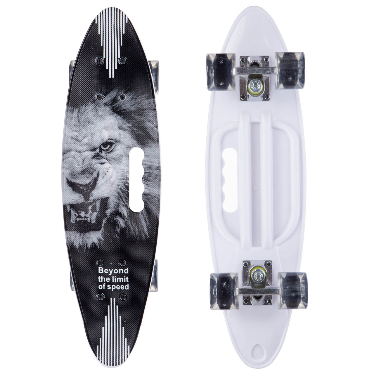 

Скейт Пенни Борд Penny Go Cruiser круизер с ручкой Profi 885-2 черно-белый со светящимися колесами