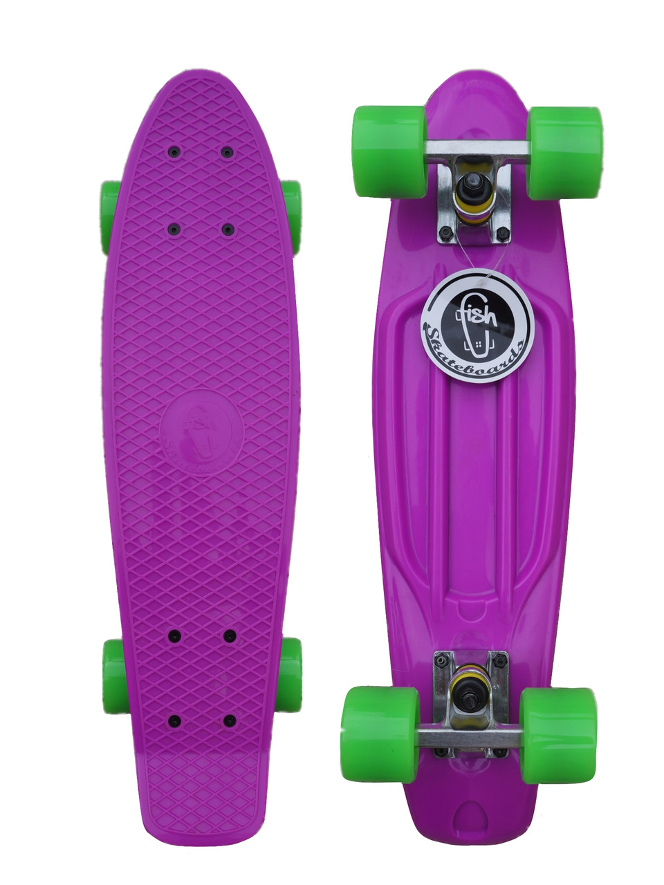 

Скейт Пенни Борд Penny My Go Fish Skateboards 22" Фиолетовый, салатовые колеса