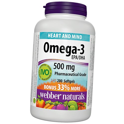 

Омега 3, Omega-3 500, Webber Naturals 200гелкапс (67485002)