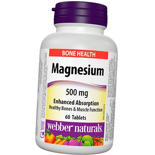 

Магний с улучшенной формой поглощения, Magnesium 500 Enhanced Absorption, Webber Naturals 60таб (36485021)