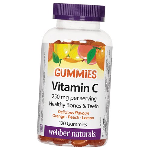 

Витамин С жевательный, Vitamin C Gummies 250, Webber Naturals 120таб Апельсин-персик-лимон (36485025)