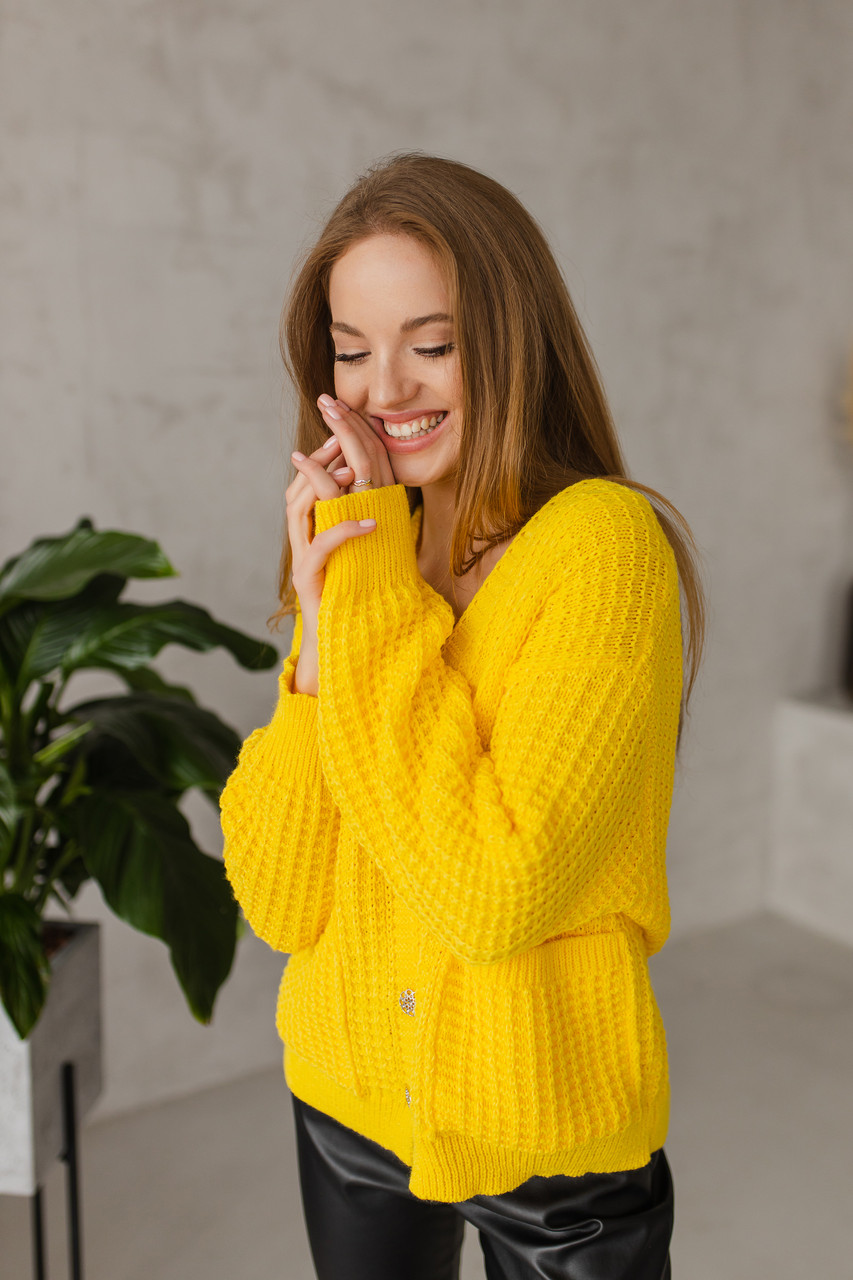 

Міні-кардиган Merezhka на ґудзиках Малібу жовтий, Міні-кардиган Merezhka на ґудзиках Малібу жовтий One Size