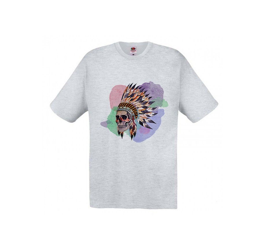 

Футболка Fruit of the loom Череп индеец  серая (D350, Футболка Fruit of the loom Череп индеец M серая (D350)