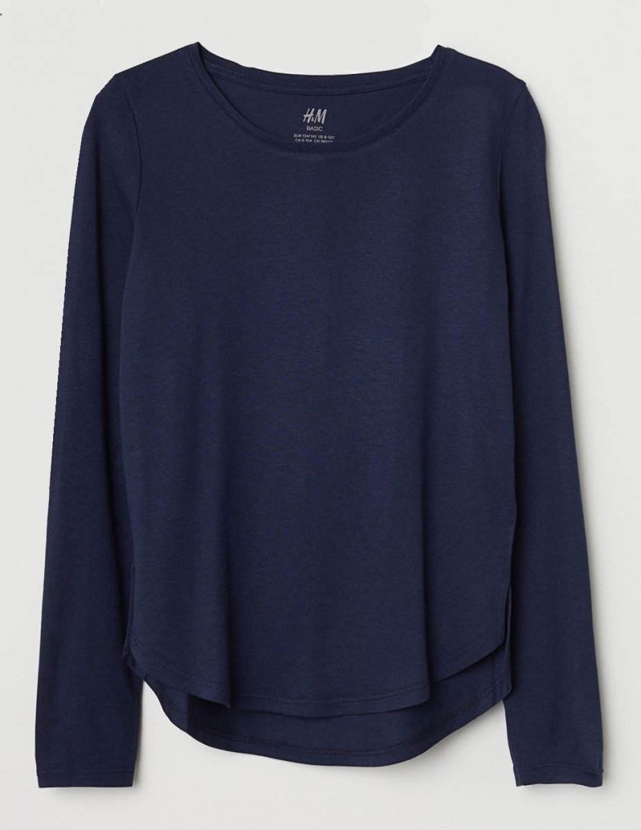 

Футболка с длинными рукавами для девочки H&M 0463601013 170 СМ Темно-синий 64052