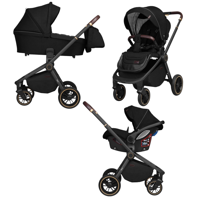 

Коляска универсальная CARRELLO Epica 3 в 1 (люлька, прогулочный блок и автокресло) Carrello CRL-8511/1 (3in1) Space Black +дождевик CRL-8511/1 Space Black