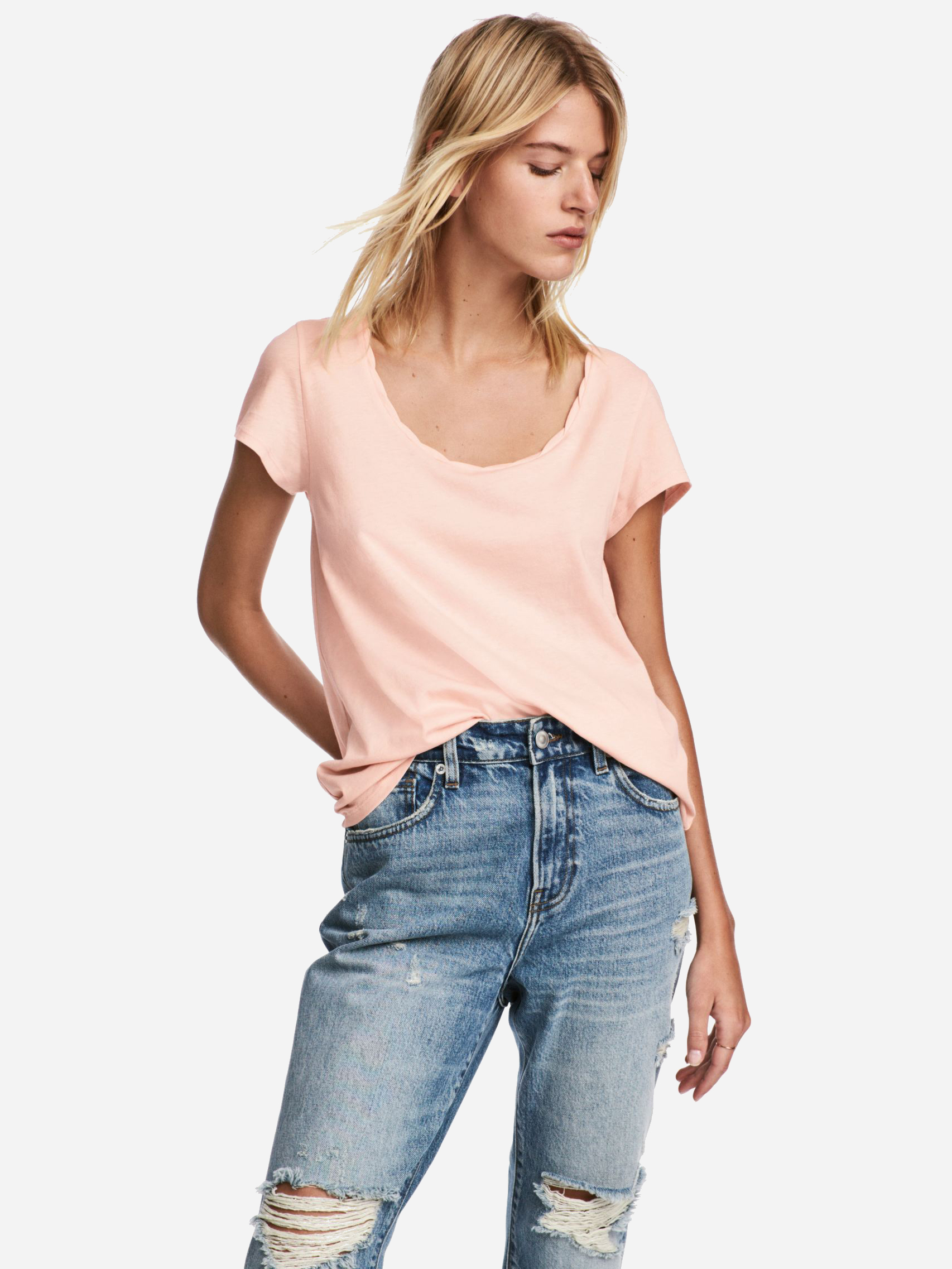

Футболка H&M 1503-5159376 XS Пудра