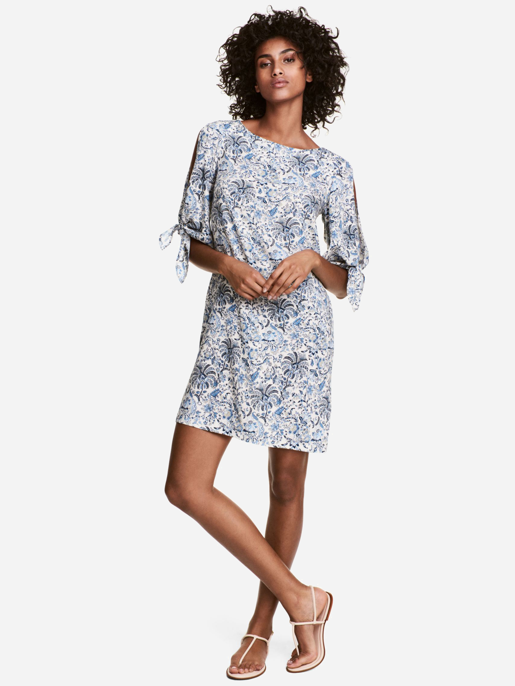 

Платье H&M 1503-5239506 44 Белое с синим