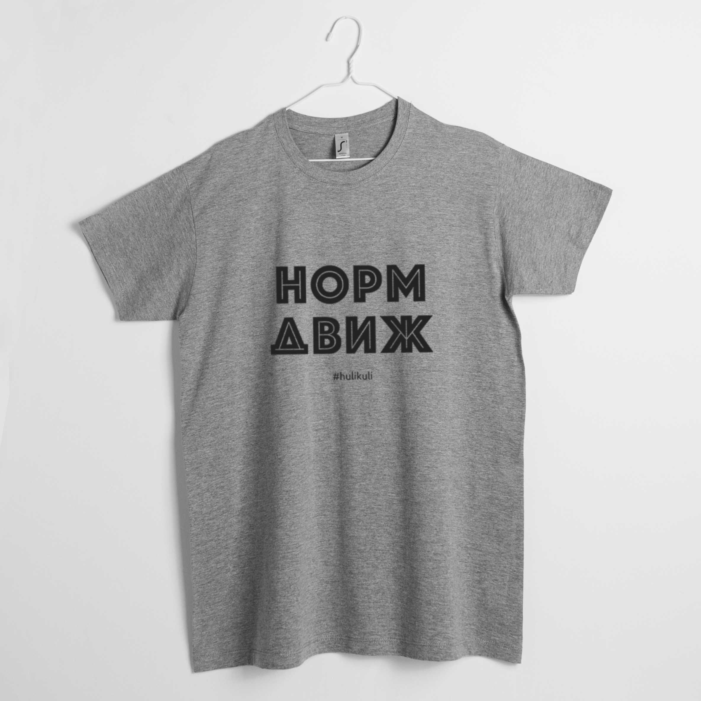 

Футболка мужская "Норм движ" серая HuliKuli (4539) XL