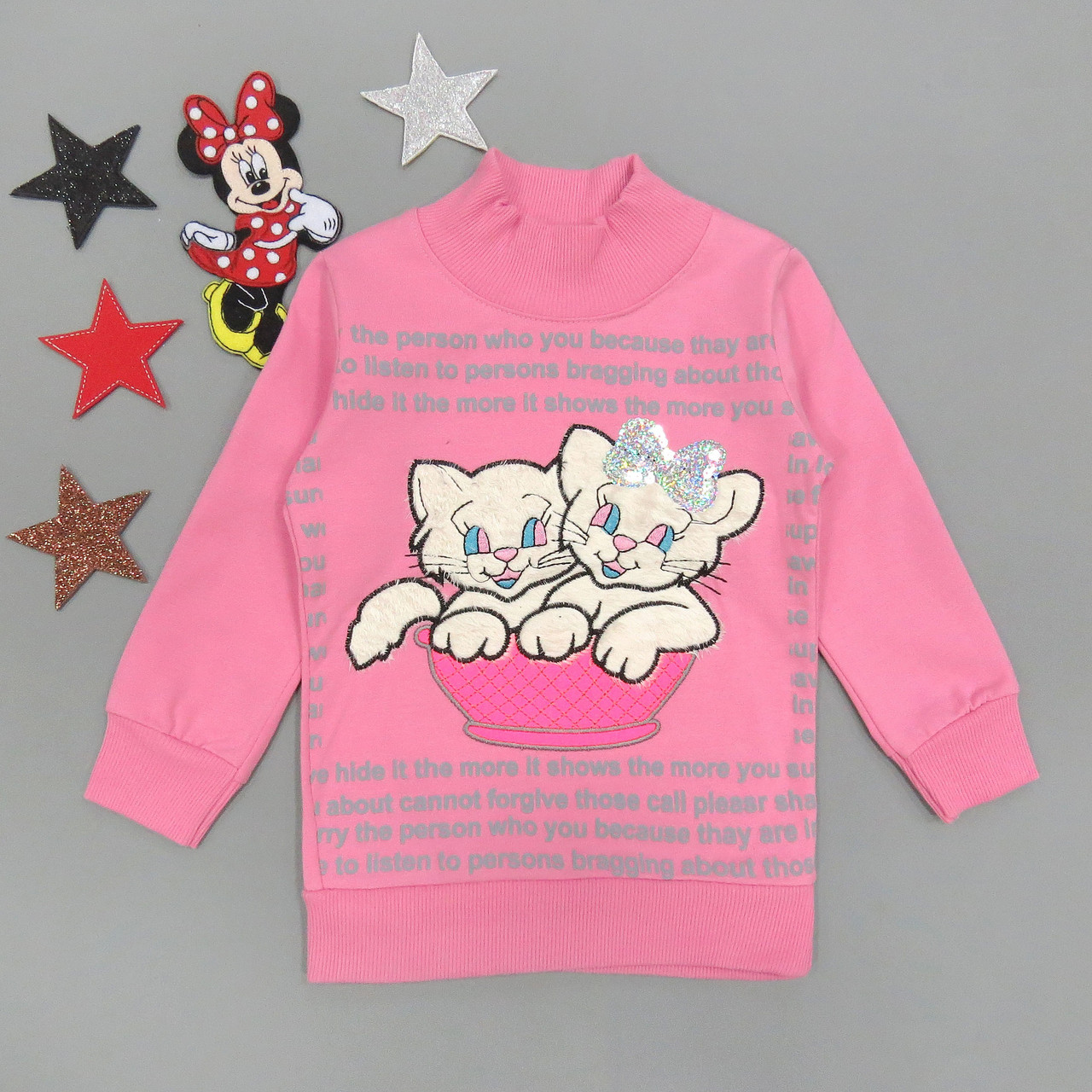 

Утепленный свитшот "Котята" Lily kids для девочки 104 см Розовый 15696