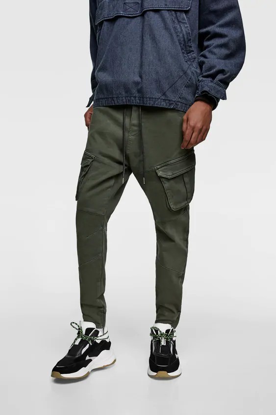 

Брюки Zara хаки карго демисезонные L (5862 434 505)