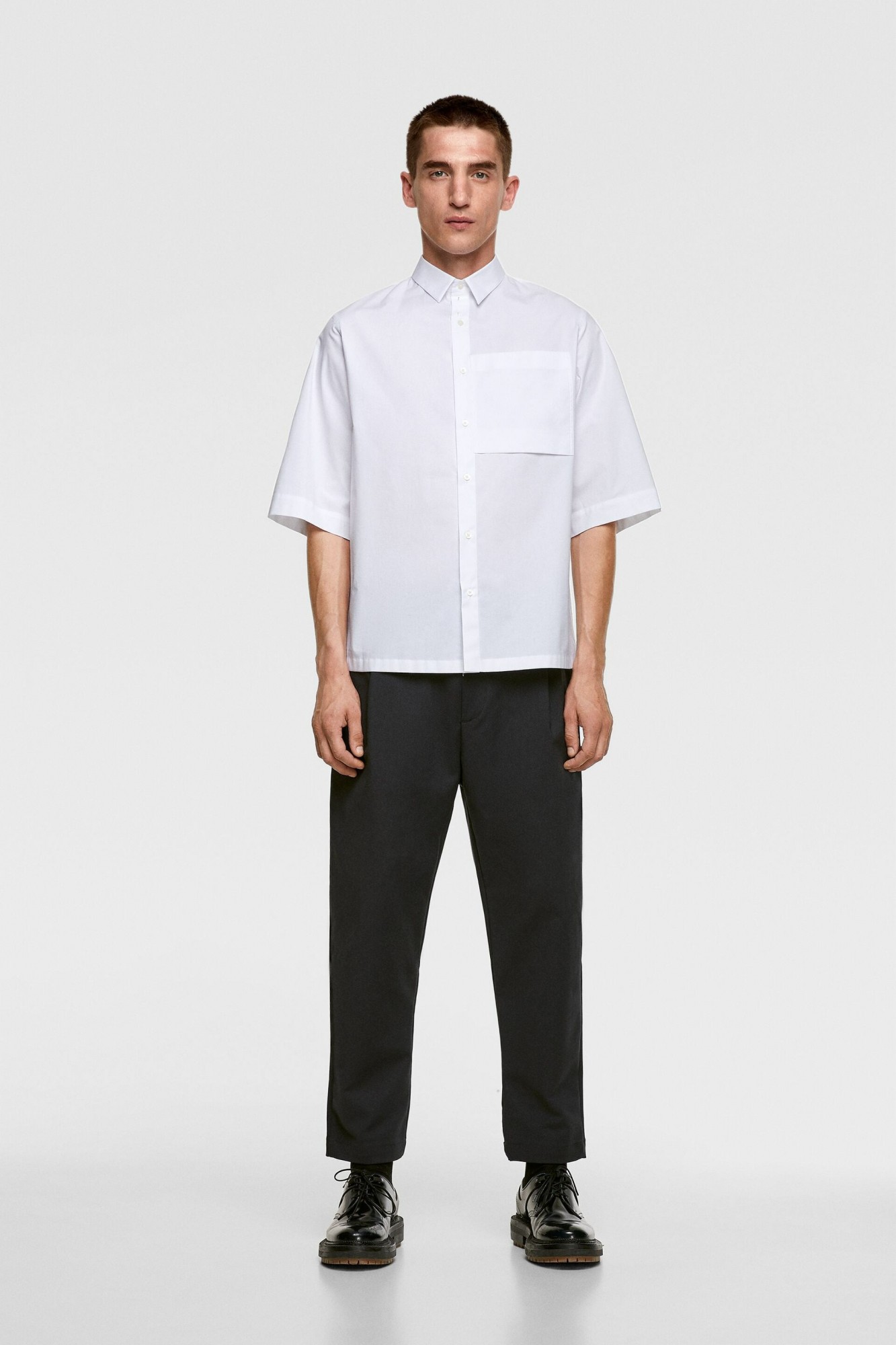 

Рубашка Zara белая однотонная L (4482 237 250)