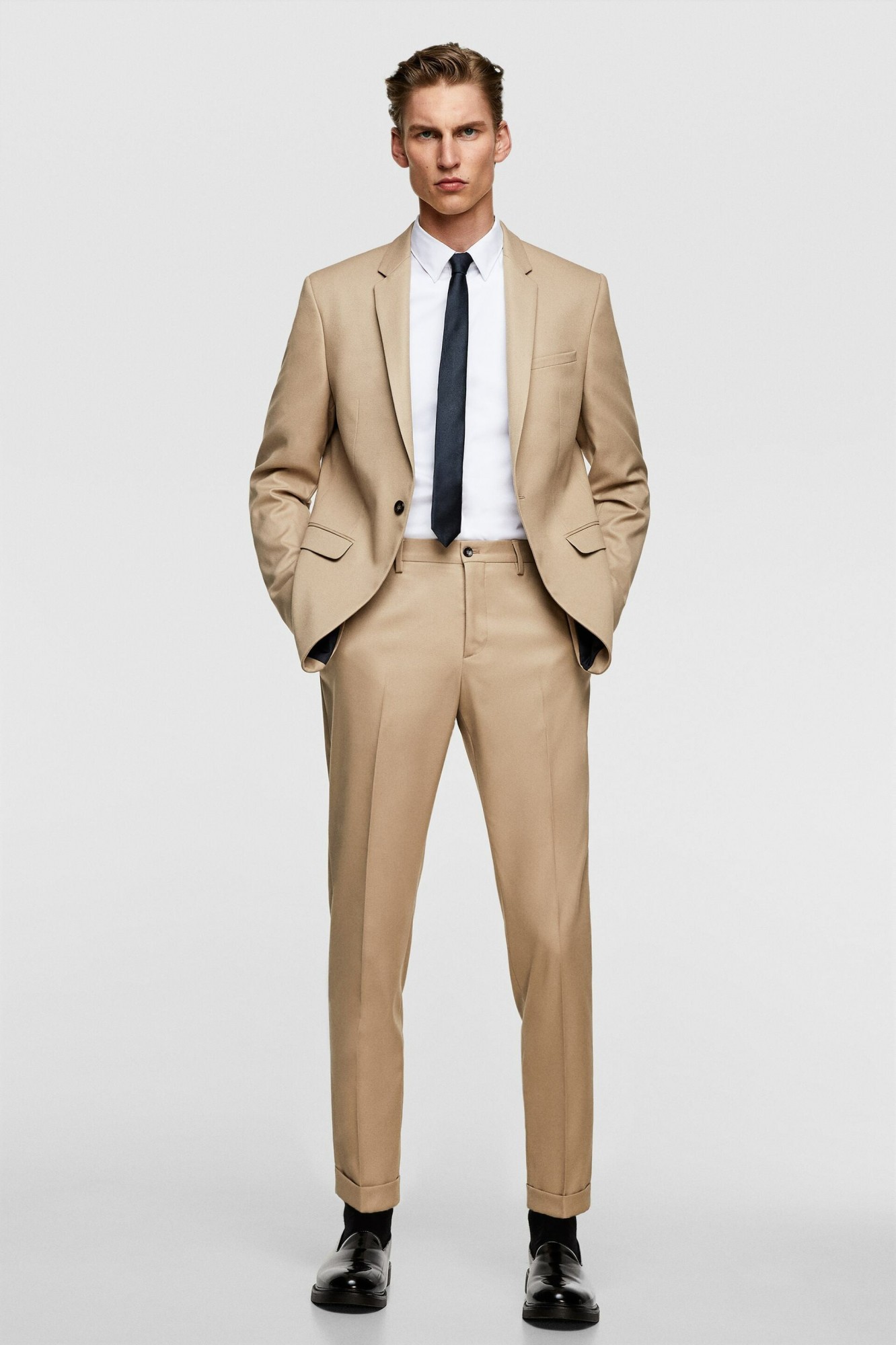 

Брюки Zara бежевые классические прямые демисезонные 46 (9906 700 704)