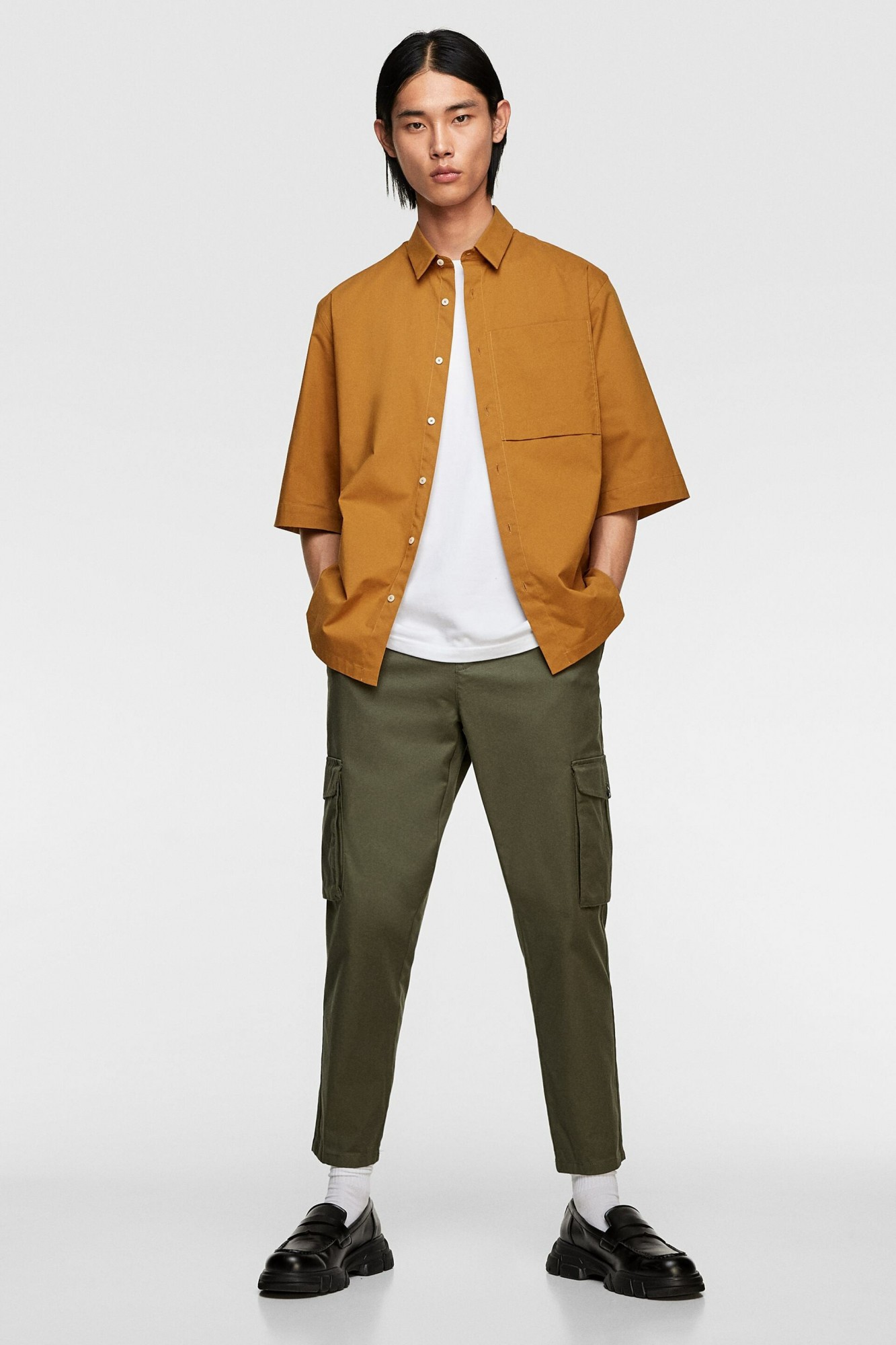 

Рубашка Zara горчичная однотонная M (4482 237 505)