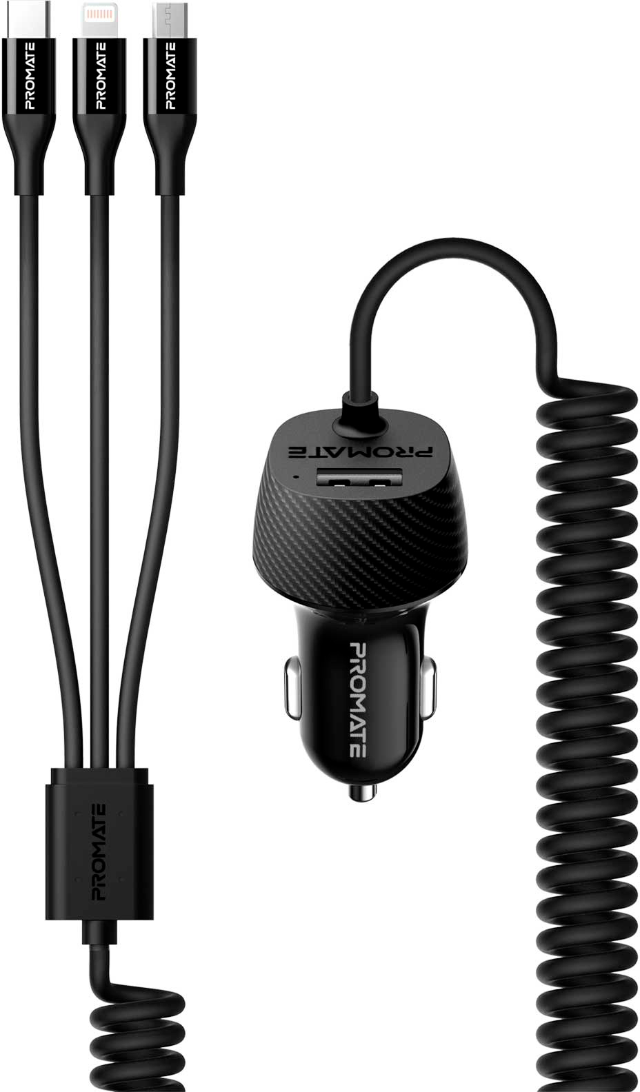 

Автомобильное зарядное устройство Promate Voltrip-UNI 17 Вт USB + Multi-Connector Black (voltrip-uni.black)