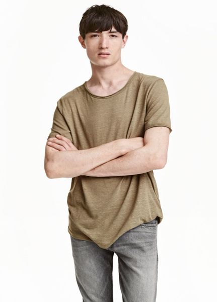 

Футболка мужская H&M S Хаки (1096-680)