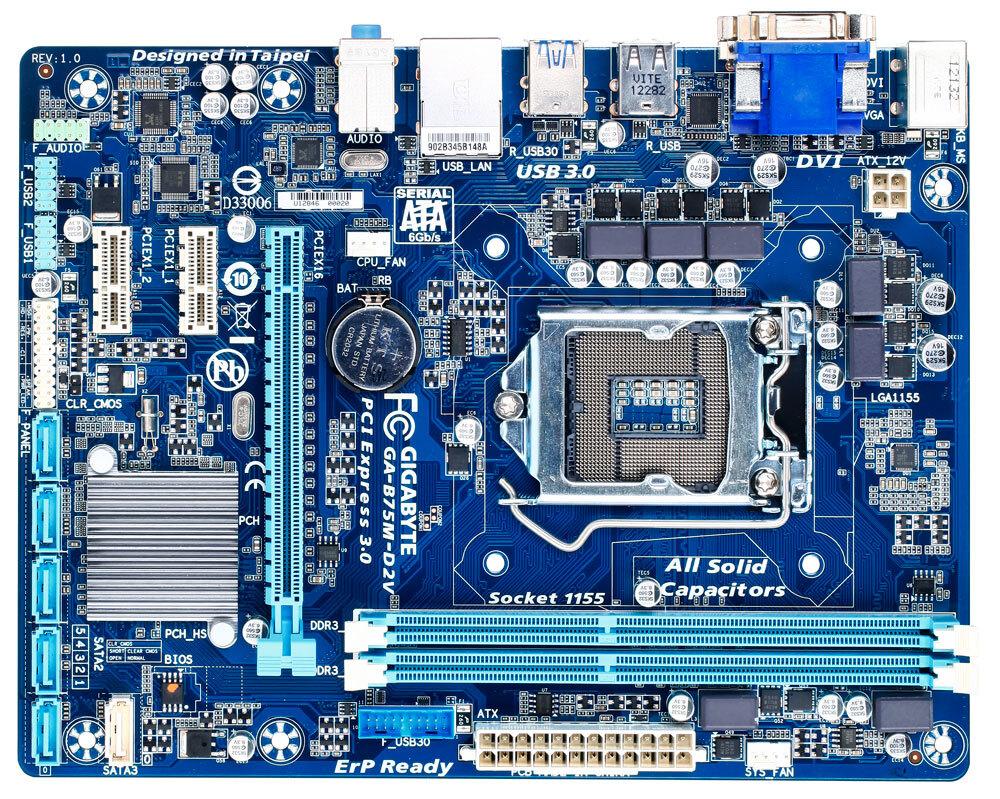 Материнская плата Gigabyte GA-B75M-D2V S1155 B75 SATA3 OEM Refurbished ...