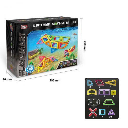 

Конструктор магнитный Play Smart "Цветные магниты", 36 элементов 2466