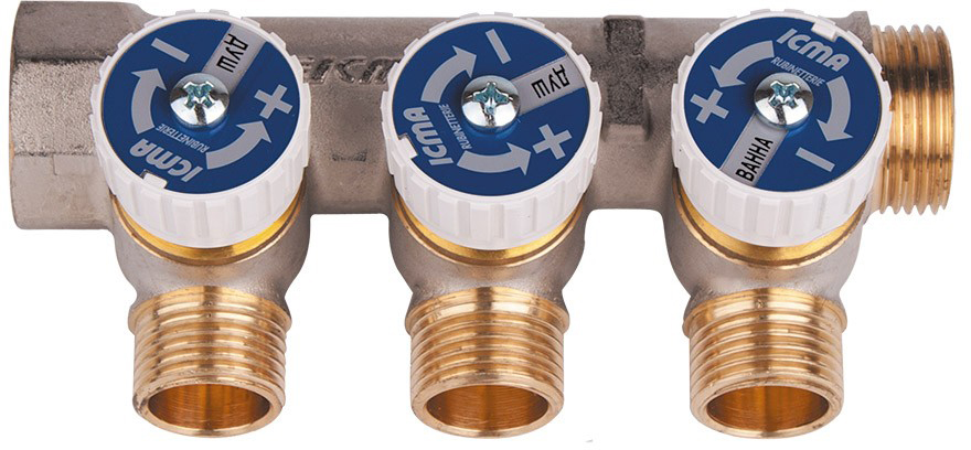 

Коллектор ICMA ручной регулировки 3 выхода (87227PB06)