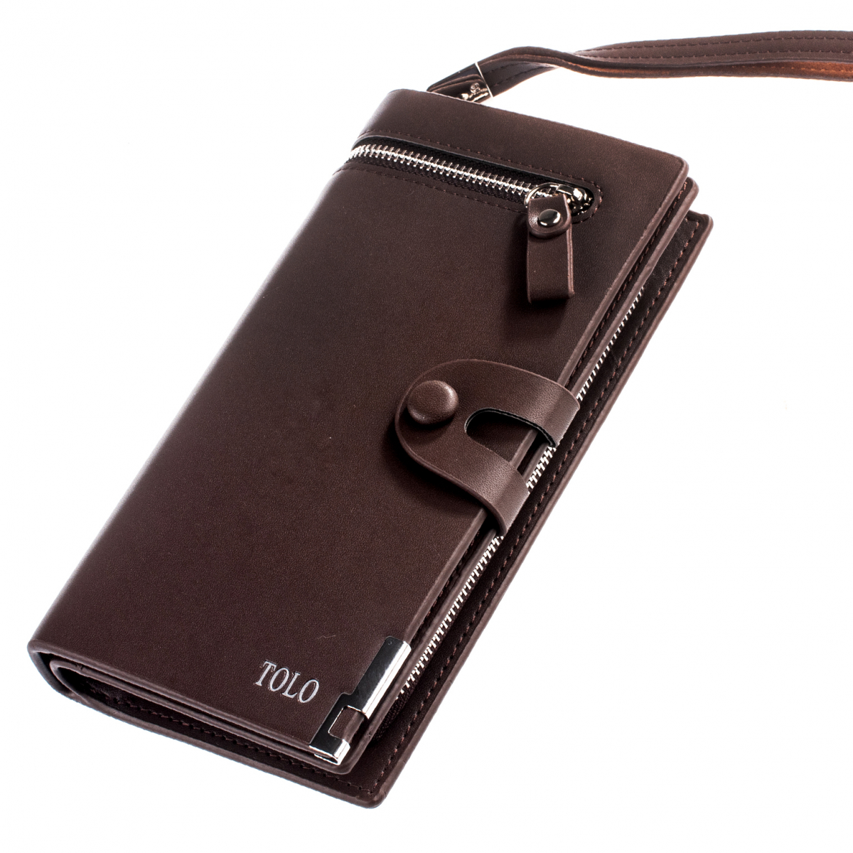 

Кошелек коричневый, эко кожа, TOLO 3004 brown, с ремешком