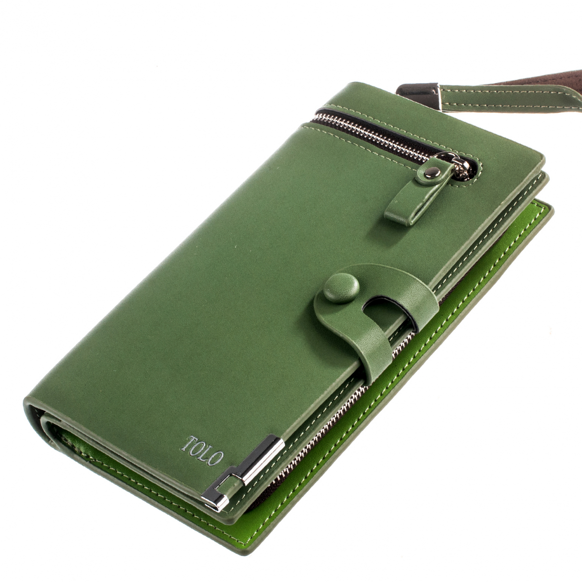 

Кошелек зеленый, эко кожа, TOLO 3004 green, с ремешком