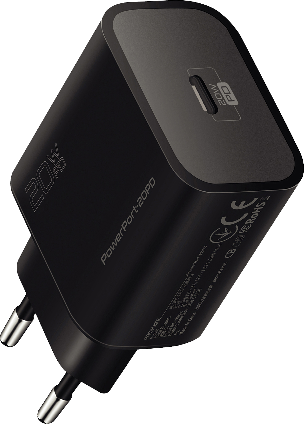 

Сетевое зарядное устройство Promate PowerPort-20PD 20 Вт USB Type-C PD Black (powerport-20pd.black)