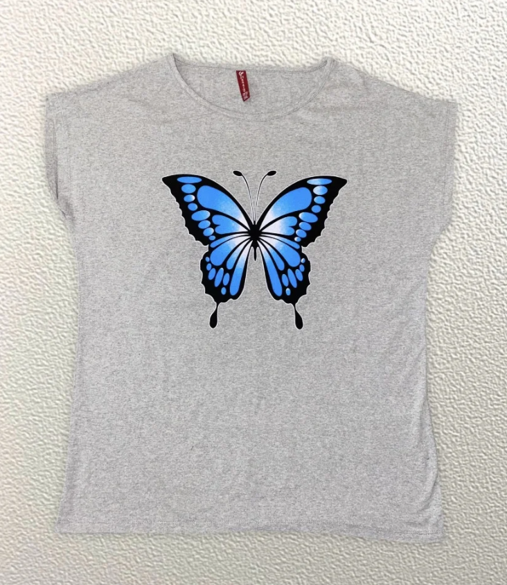 

Жіноча Футболка HAZARD Метелик сіра Батал 21403 (4XL (56))