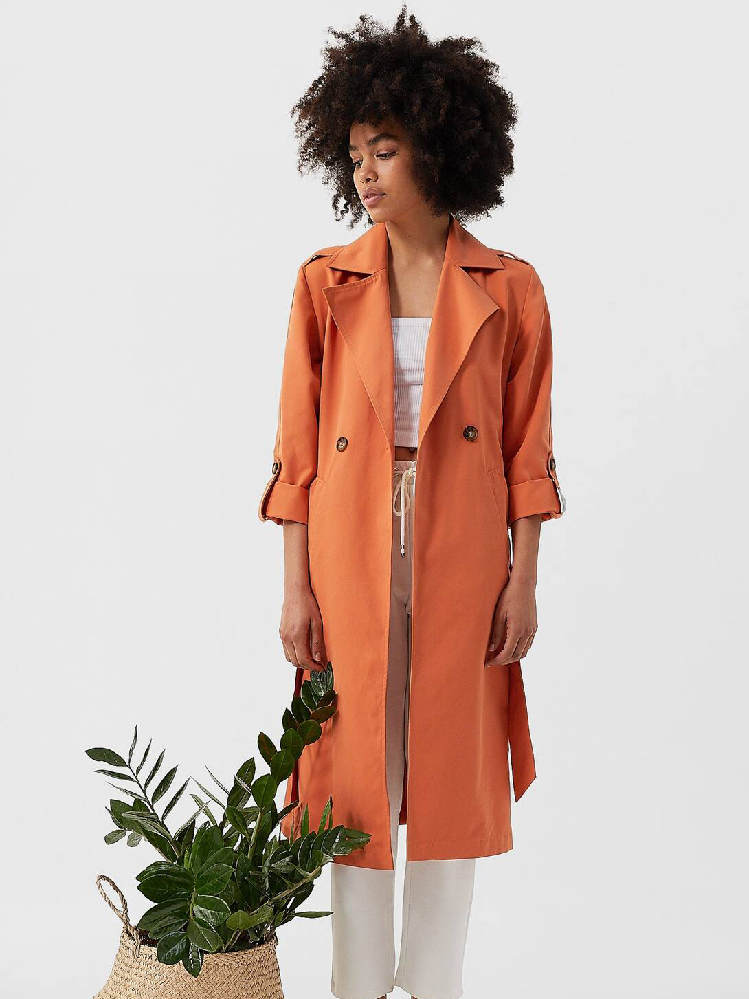 

Тренч Stradivarius 01878502340 S Оранжевый