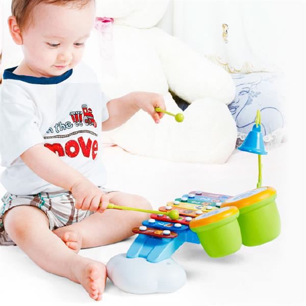 

Ксилофон Hola Toys 909 18 палочки 2шт, колокольчик, барабаны - 183714