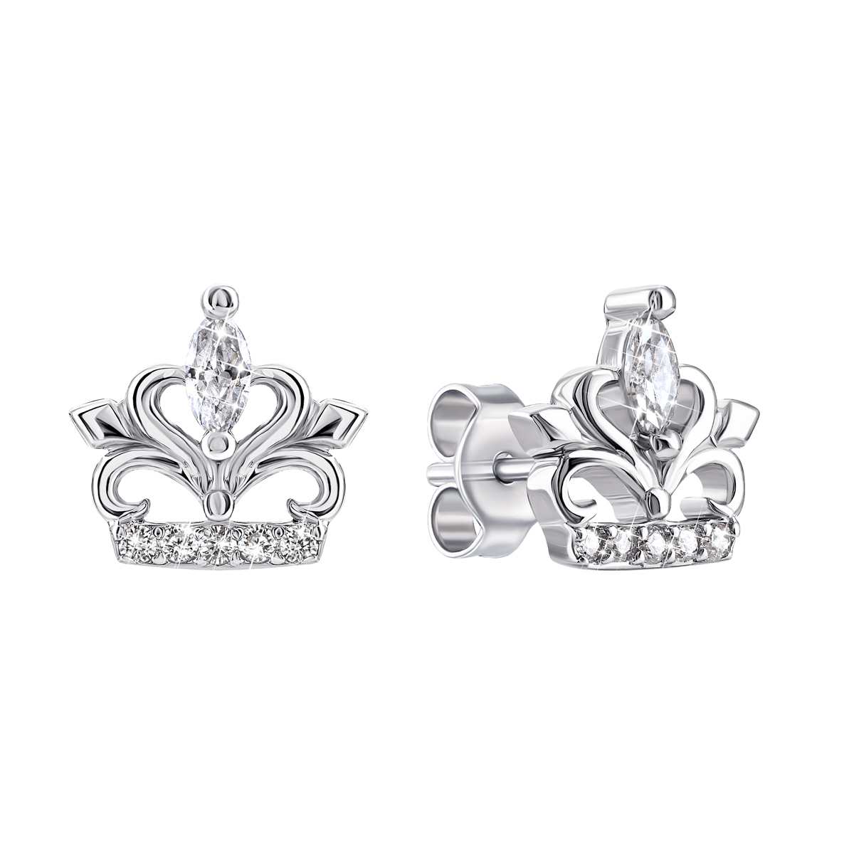 

Серебряные пуссеты Корона с фианитами 1EA94011