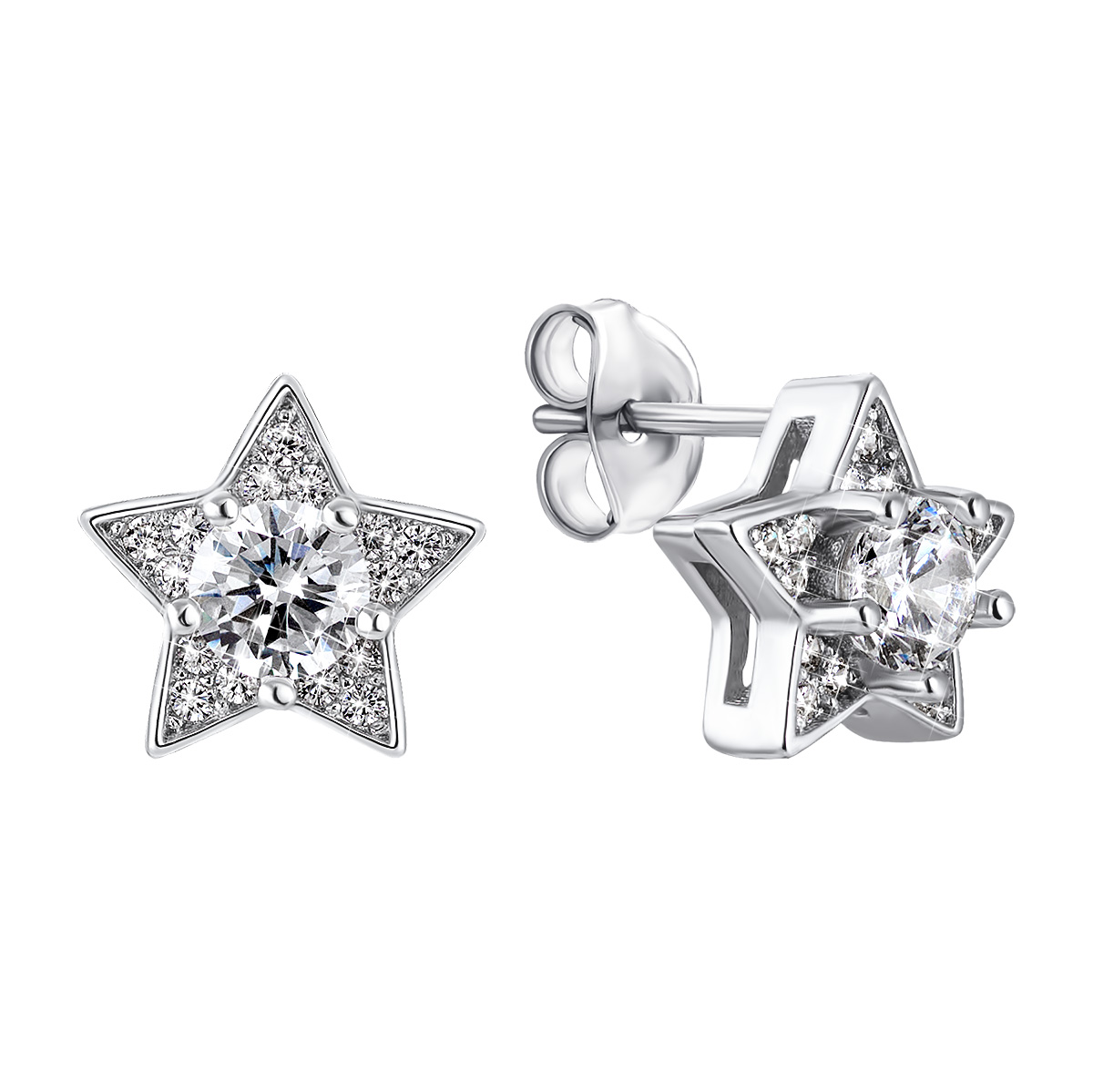 

Серебряные пуссеты Звездочки с фианитами 1EA84071