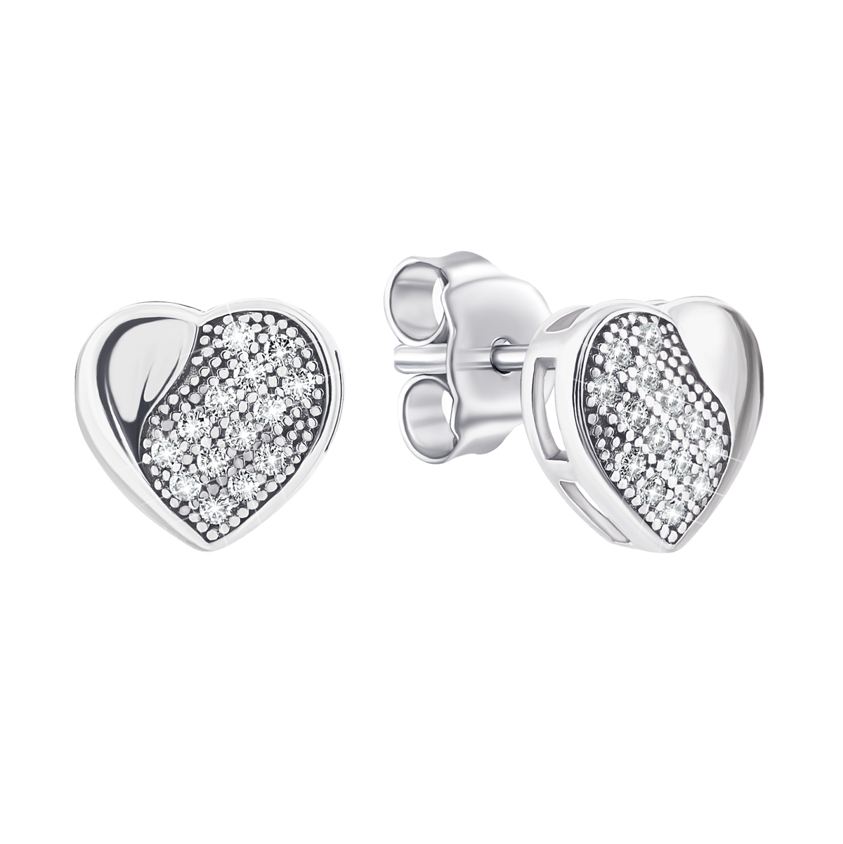 

Серебряные пуссеты Сердце с фианитами TE001500