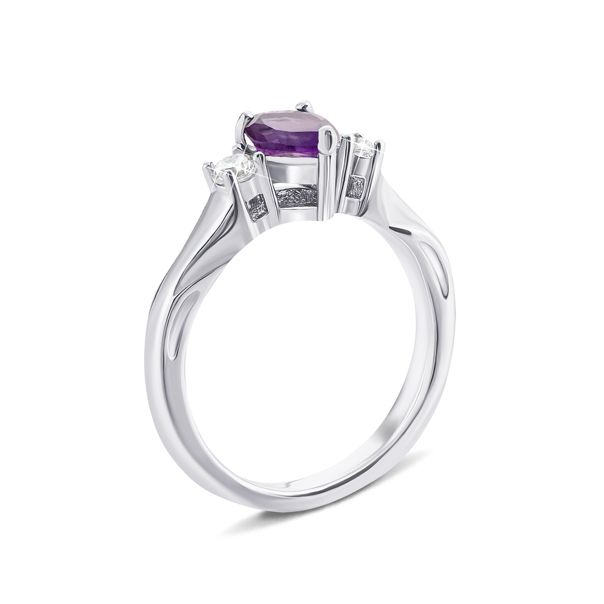 

Серебряное кольцо с аметистом и фианитами 18.5 размер Тд0057/ам-R