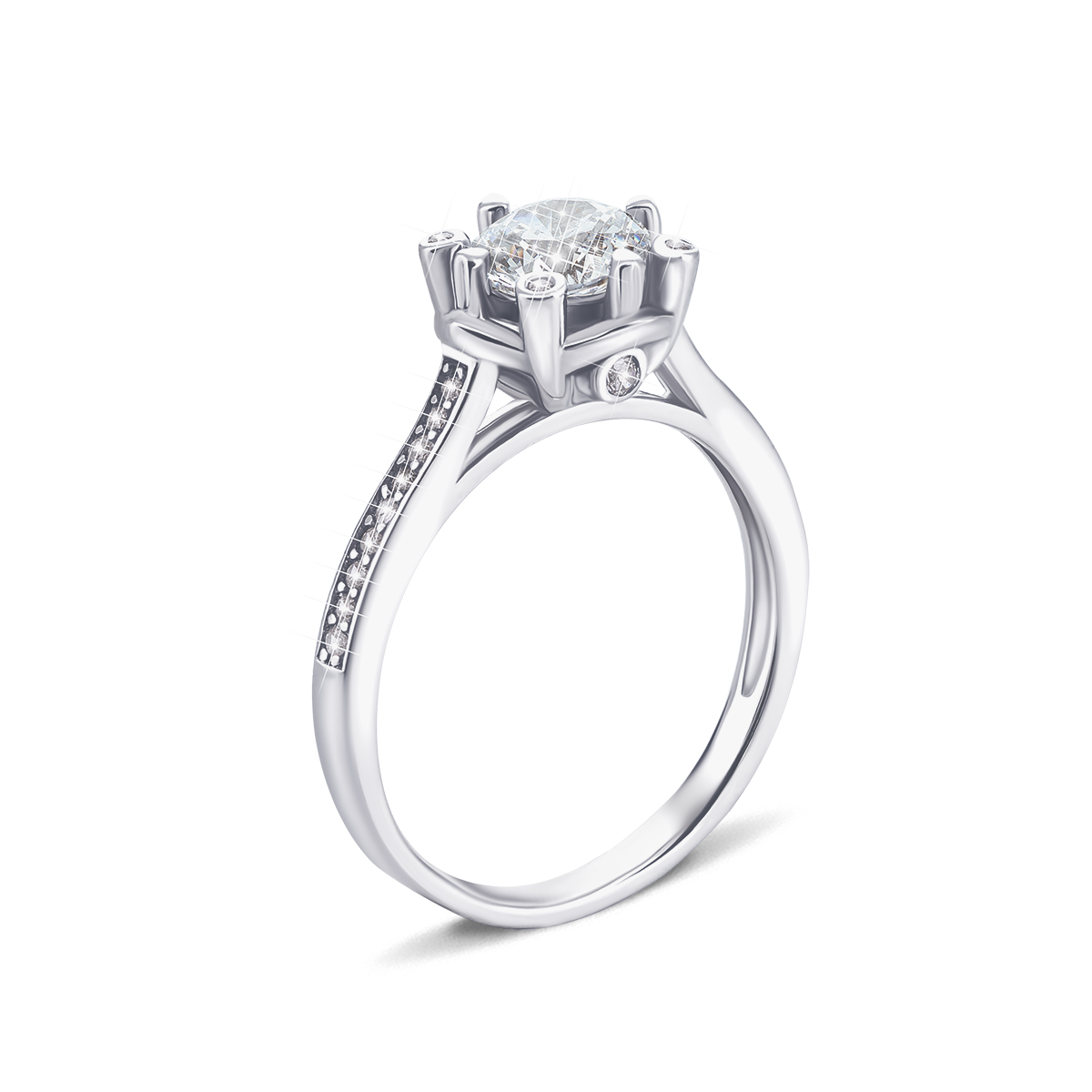 

Серебряное кольцо с фианитами 16 размер 1RI62545