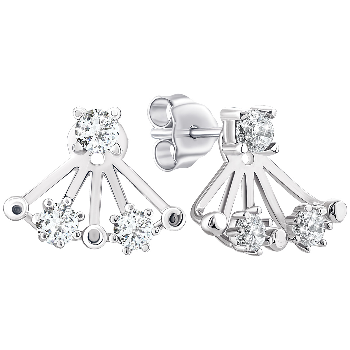 

Серебряные пуссеты с фианитами 2 в 1 1EA70379