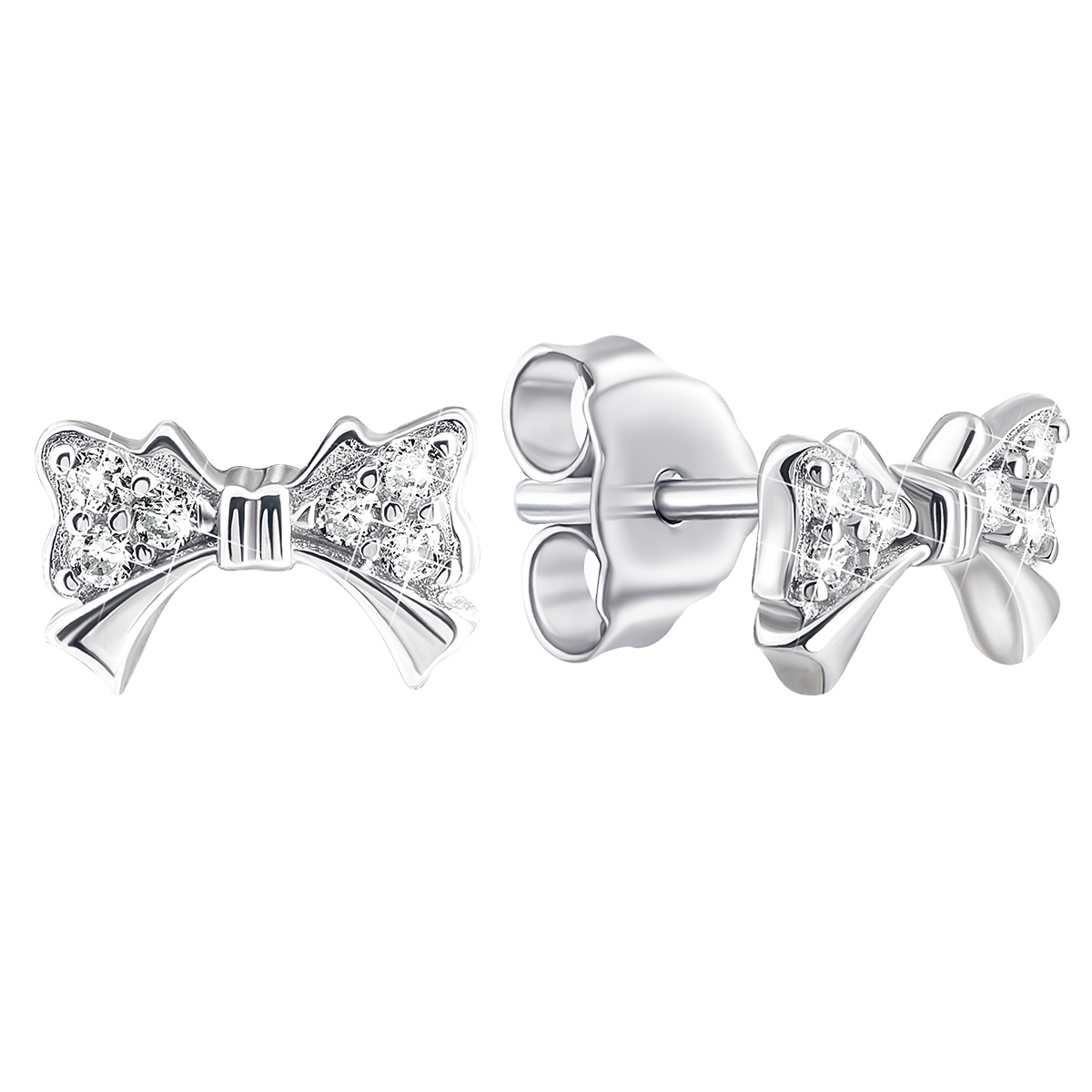 

Серебряные пуссеты Бантики с фианитами TE3202