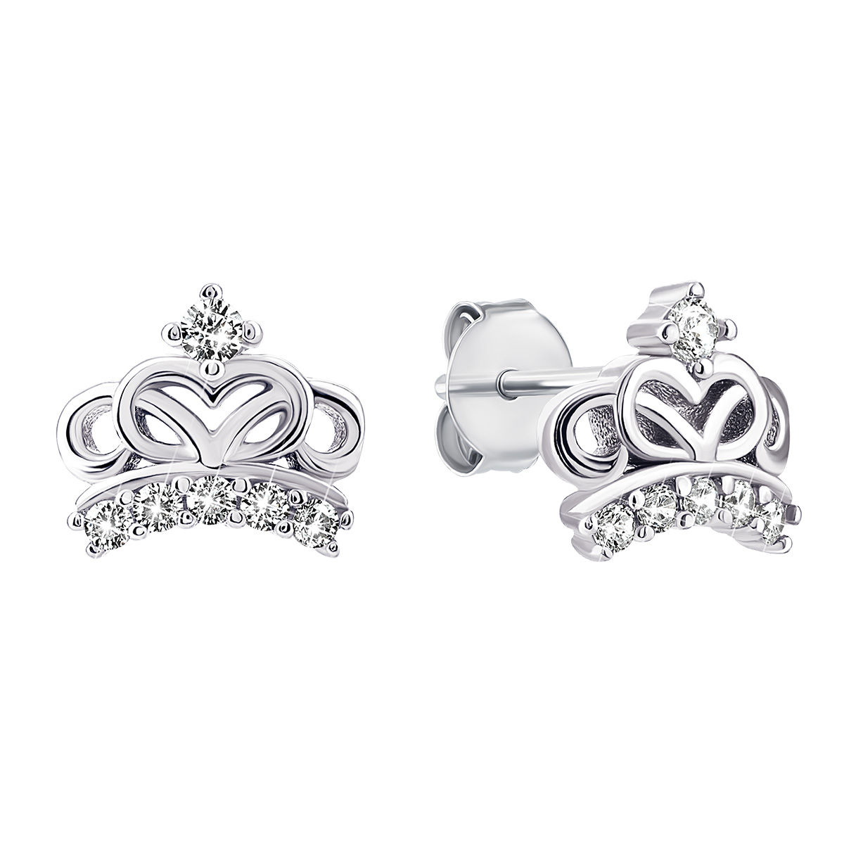 

Серебряные пуссеты Корона с фианитами 1EA94013