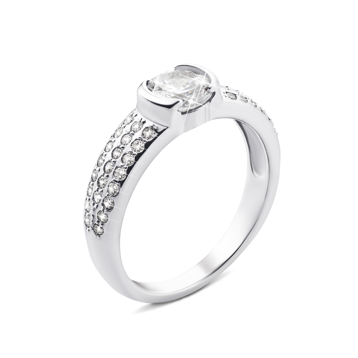 

Серебряное кольцо с фианитами 17 размер PSS1059R