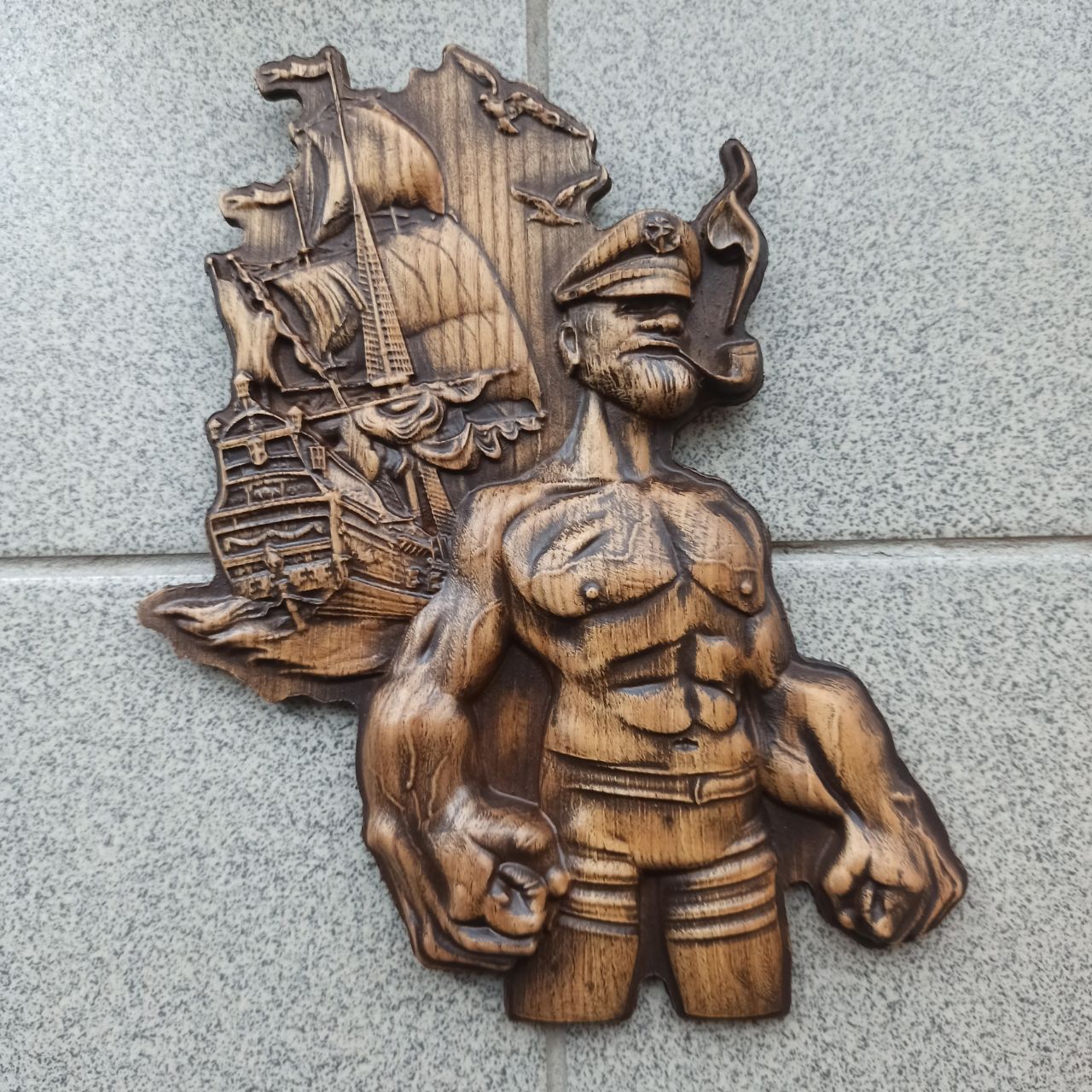 

Барельеф "Моряк и корабль", Atributlux, 42*35,4 см резной из дерева