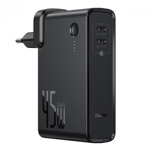 

Сетевое зарядное устройство Baseus Power Station（GaN）2 in1 Q.C. Power bank + Charger C+C 10000mAh 45W Black