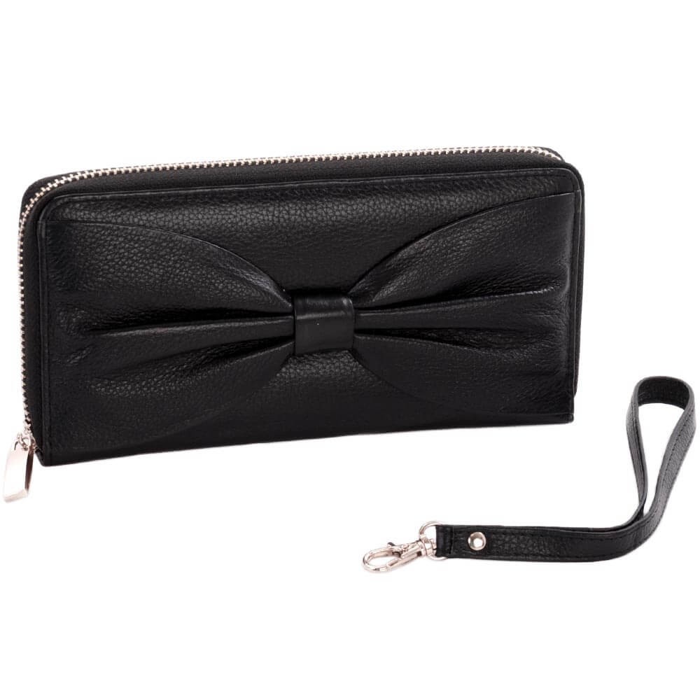 

Кошелек женский на молнии Salfeite кожаный черный (12199 black)