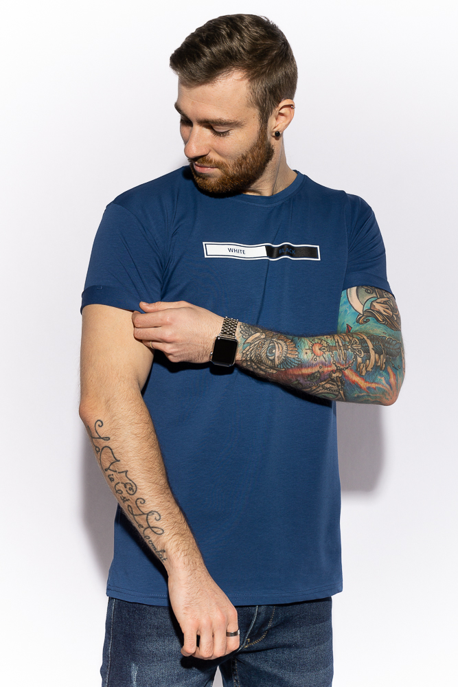 

Футболка с надписью на груди Time of Style 85F396 XXL Синий