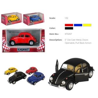 

Машина метал. "Kinsmart" Volkswagen Classical Beetle, 1:32, рез.кол., 4 цв., в коробке 16*7*8см., (24шт) (KT5057WM)